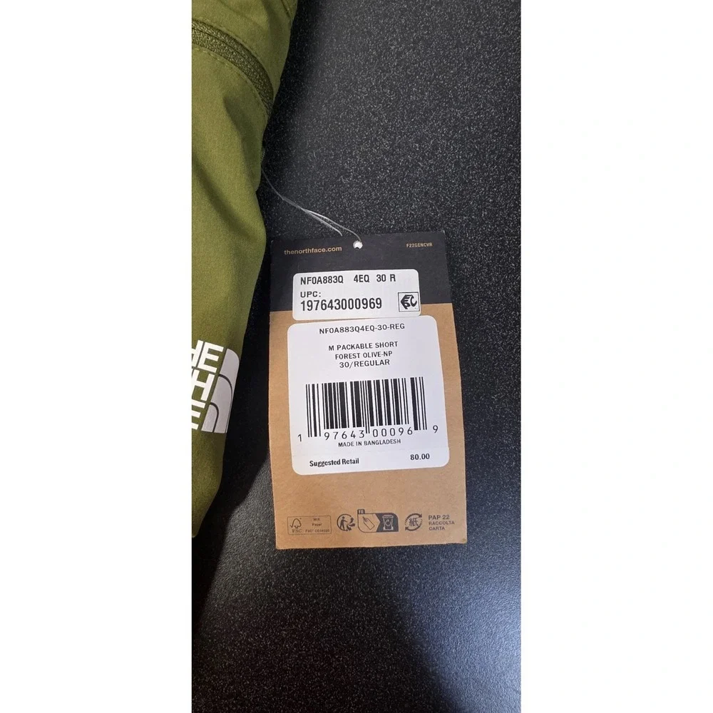 New The‎ North Face Men 30 Olive Hiking Outdoors Fish Packable Shorts Flashdry